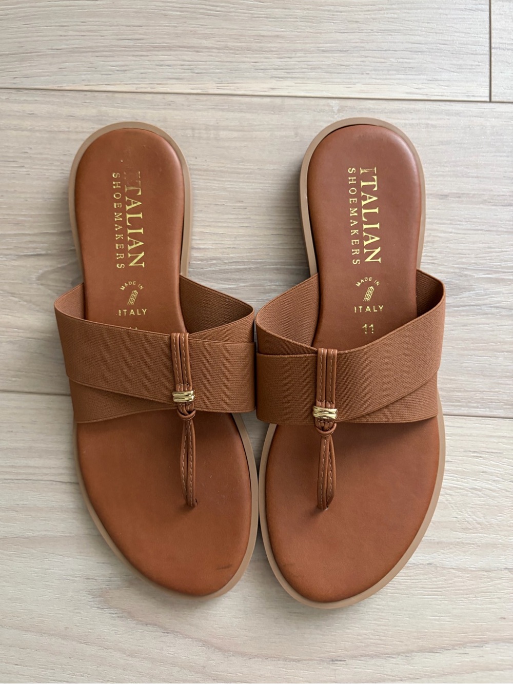 🆕 NEW Italian Shoemakers Women's Size 11 Camel Brown Slip-on Thong Sandals